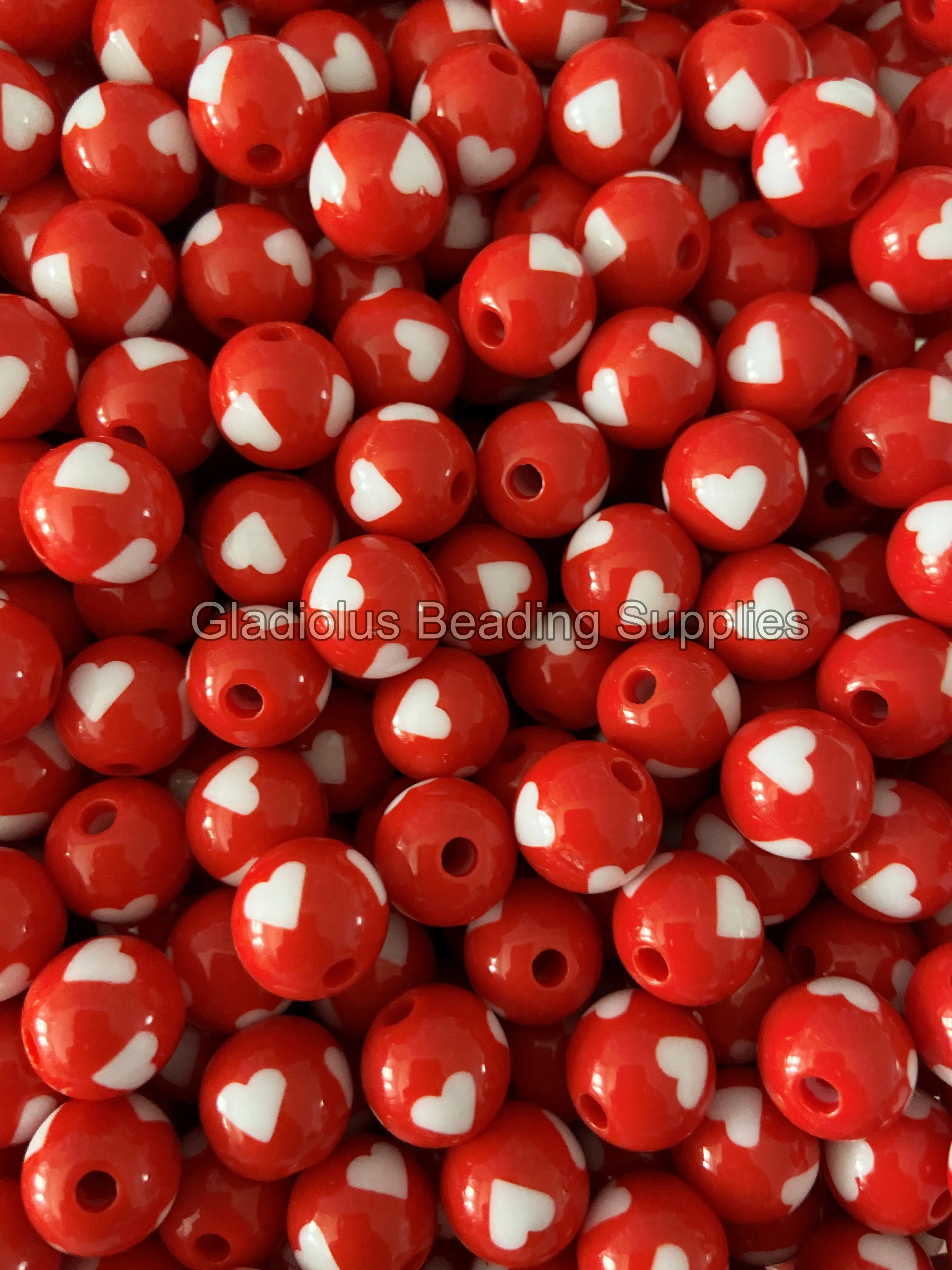 12mm Red Heart Beads, Spiral Round, Loose, 0.47 inches, Chunky, Gumball, Valentine, Lovers, Cupid