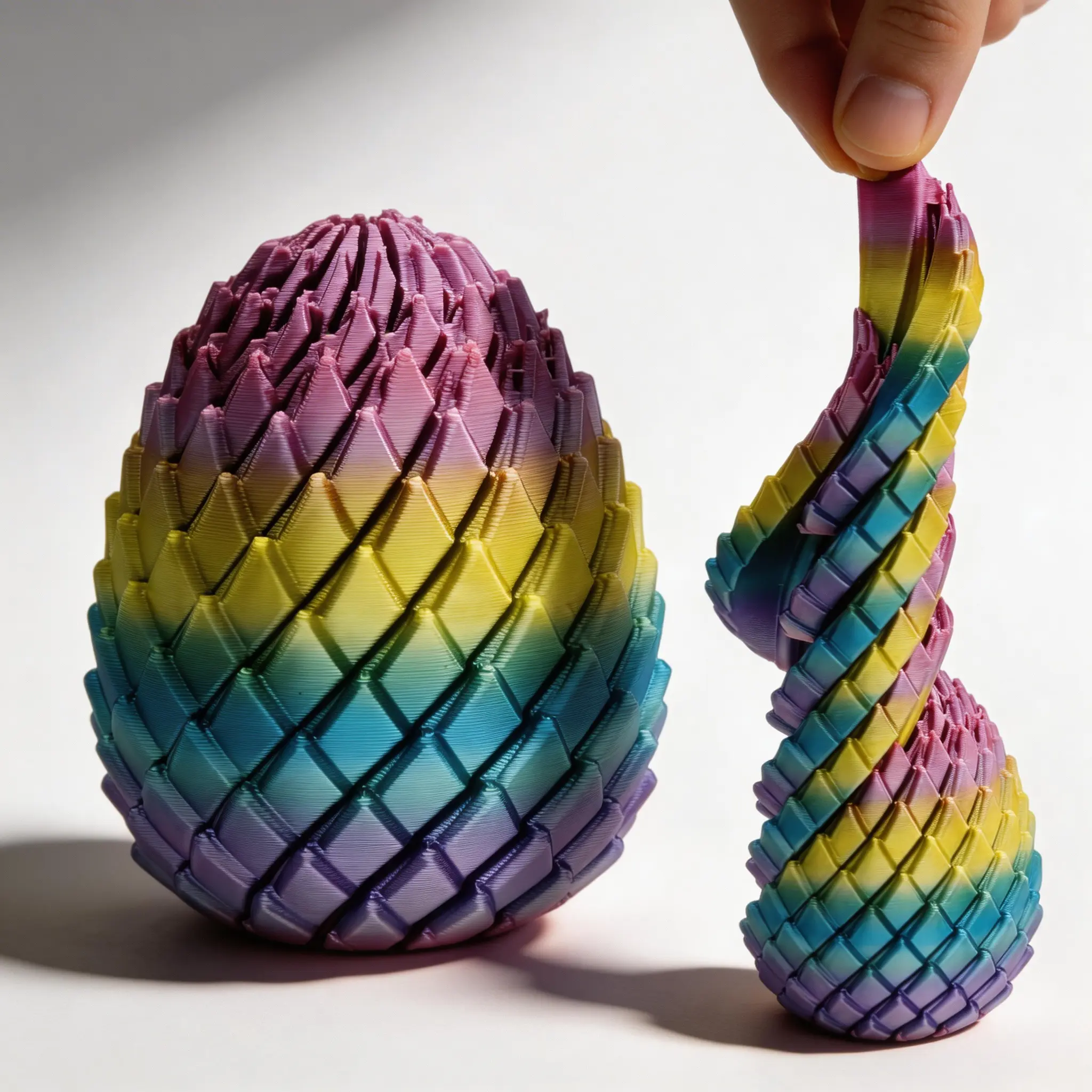 Twisty 3D Printed Fidget Egg – Slippery Stress Relief Toy, Easter Dragon Egg, Basket Stuffer, Adult Desk Fidget, 3D Easter Hunt Essentials (Flamboyant)