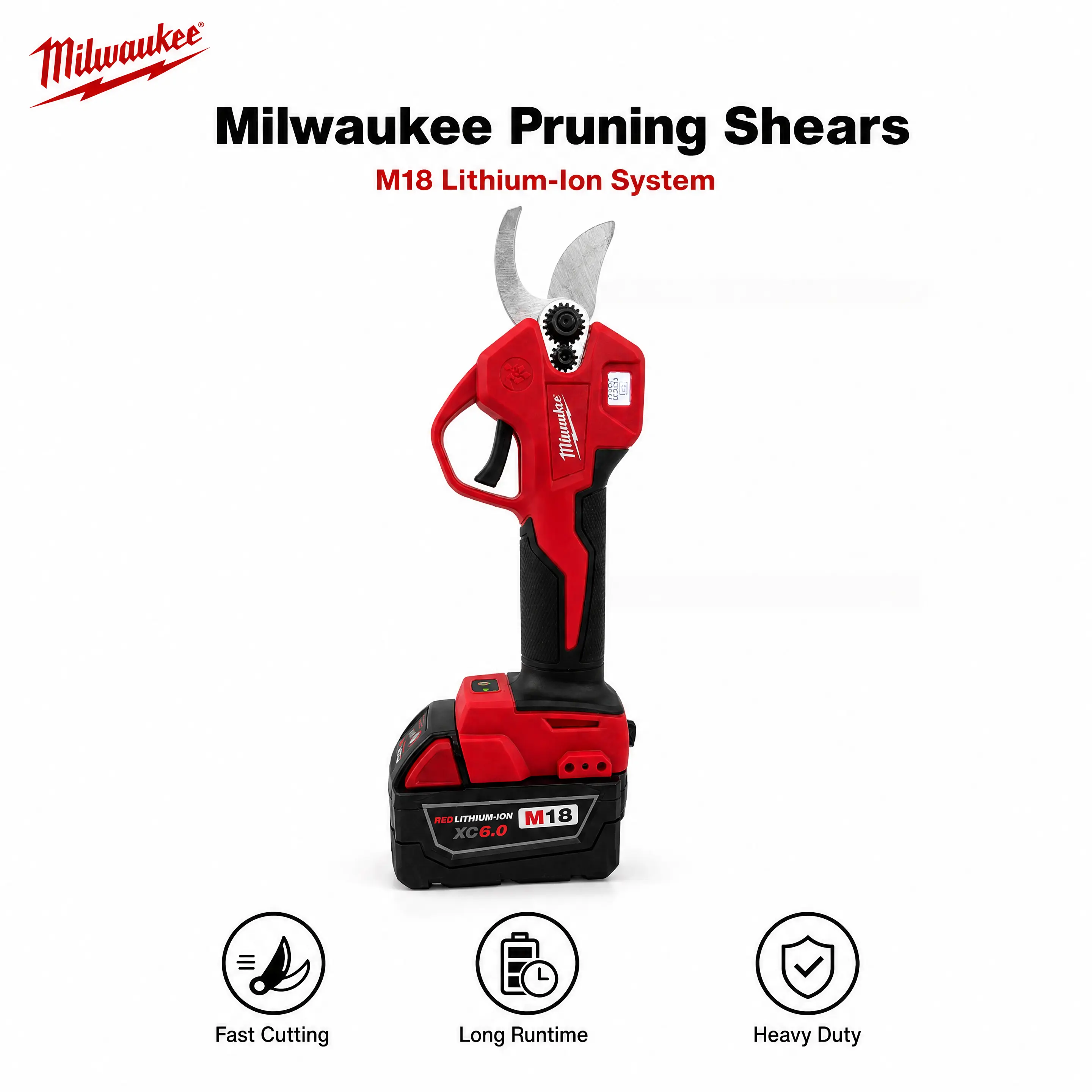 Milwaukee M18 18V Cordless 35mm Pruner Kit with LCD Screen for Garden Landscaping Maintenance, Electric Branch Trimmer Features Dual Jaw Modes Designed for Rapid Fine Twig Pruning Operations # Milwaukeetruck maintenance