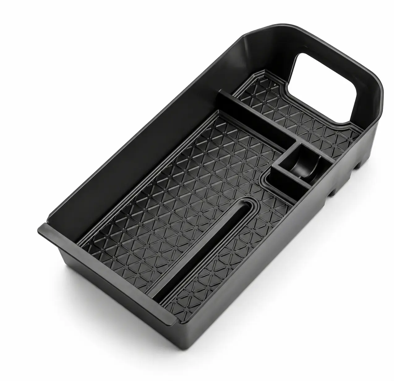 Car Center Console Organizer Black Tray – Interior Storage Insert with Anti Slip Design