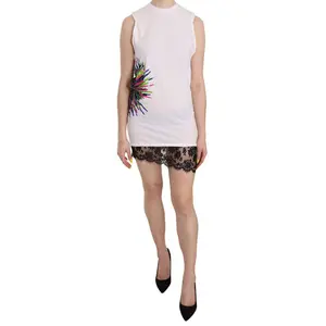 Dsquared² White Printed Crew Neck Sleeveless Bodycon Mini Dress