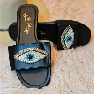 Vela' Fashion Black Turkish Eye Sandals Flip Flops Flip Flops Open Toe