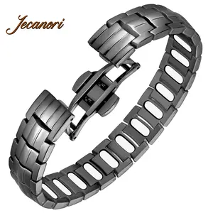 Jecanori 5X Strength Magnetic Bracelet for Men - Titanium Steel Bracelet with 3800 Gauss Magnets,Premium Fold-Over Clasp (Gray) Elegant Minimalist Bangle