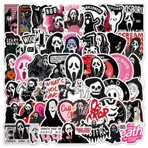 50Pcs Cute Gothic Skull  Stickers Ghostface For Laptop Water Bottle Luggage Notebook Waterproof Graffiti Vinyl Phone Decals