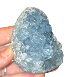 Blue Celestite Egg - Gorgeous Crystal Points and Rich Color