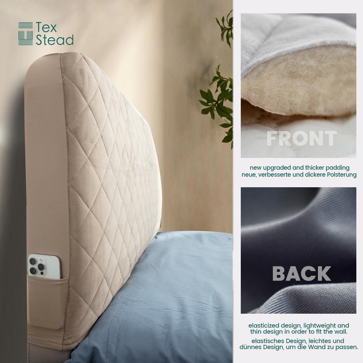 Luxury Velvet Headboard Cover for Queen/King Bed, Stretchable Dustproof Protector, Essential Bed Head Protector for Rental Apartment, Aesthetic Bedroom Decor Slipcover
