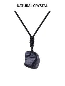 Natural Stone Pendant Necklace, Unisex Minimalist Pendant Necklace for Party, Daily Decor, Trendy All-match & Exquisite Jewelry for Birthday Gift, Crystal Pendant