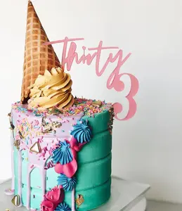 Flirty Floating Custom Age Birthday Cake Topper