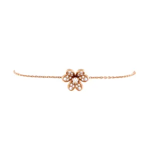 Pre-owned Van Cleef & Arpels Frivole Bracelet 18K Rose Gold with Pave Diamonds Mini by Rebag