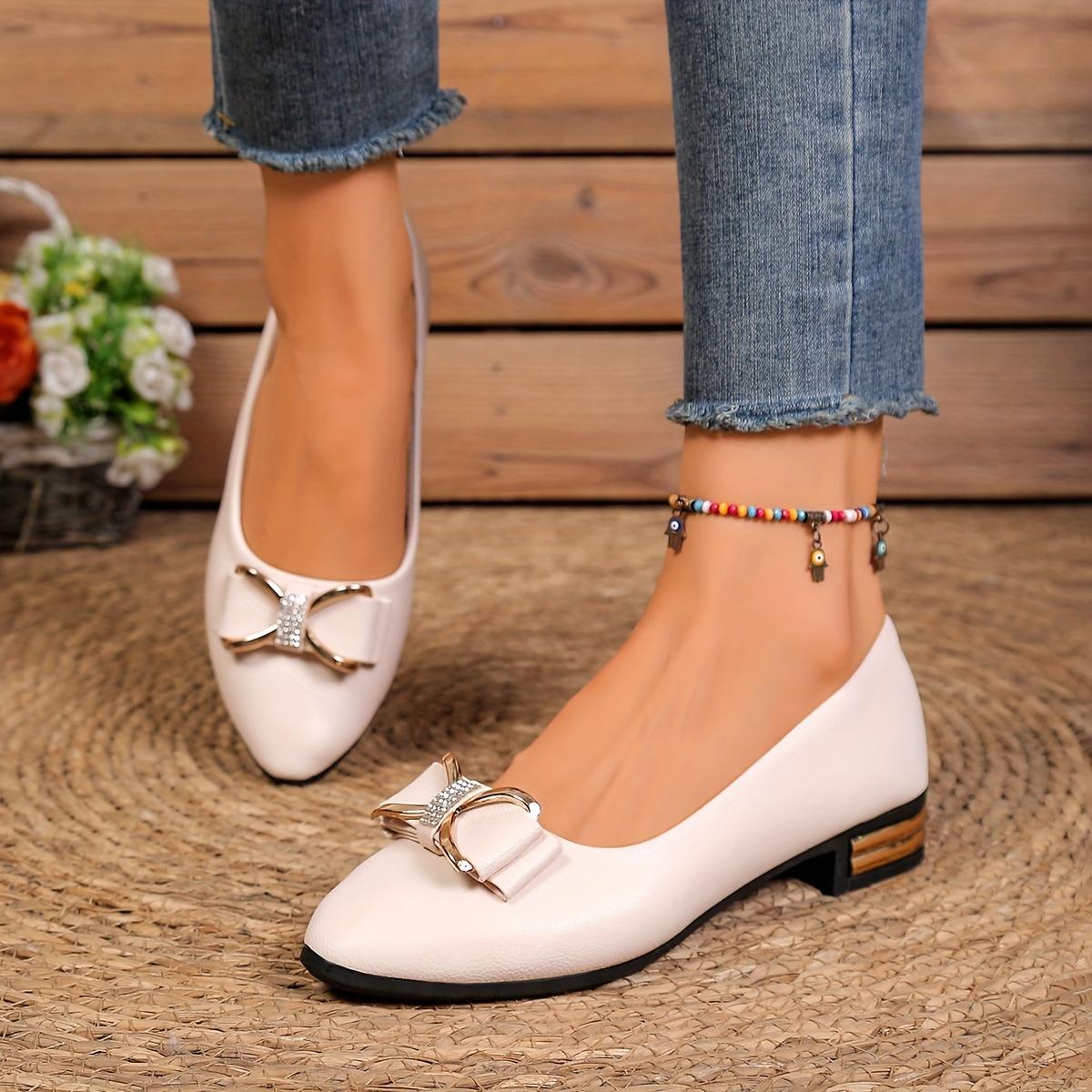 Women'S Home Outdoor Casual Easy Versatile Pointed Toe Lychee Texture Electroplated Electroplated Heel Decorative Strip Inlaid Sole Women'S Low Heel-On Heel, Women Shoes