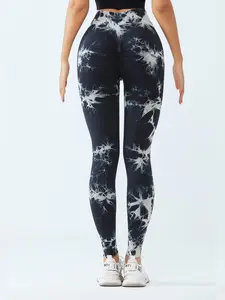 Viral Black & White Tie-Dye High-Waisted Leggings | Butt-Lifting, Tummy Control, High Elasticity & Breathable for Gym & Daily Wear Skinny Yoga Bottoms