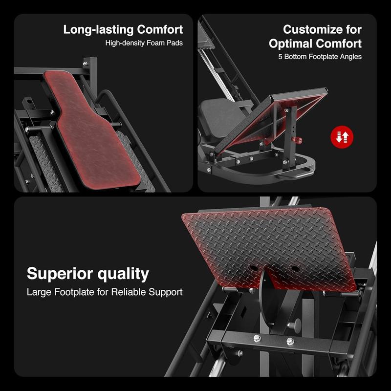 Dripex Leg Press Machine – Home Gym Leg Press & Hack Squat Combo, Adjustable, Roller Bearing, 4 Weight Plate Holders for Full Lower Body Workout