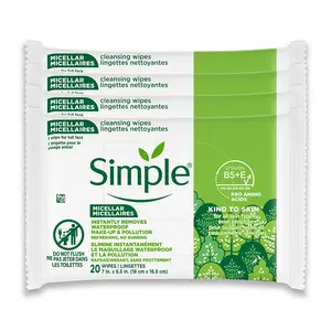 Simple Kind To Skin Micellar Makeup Remover Wipes – Winter Skincare Must-Have – Instantly Cleanses & Removes Makeup – Holiday Self Care Gift – 4 PCS