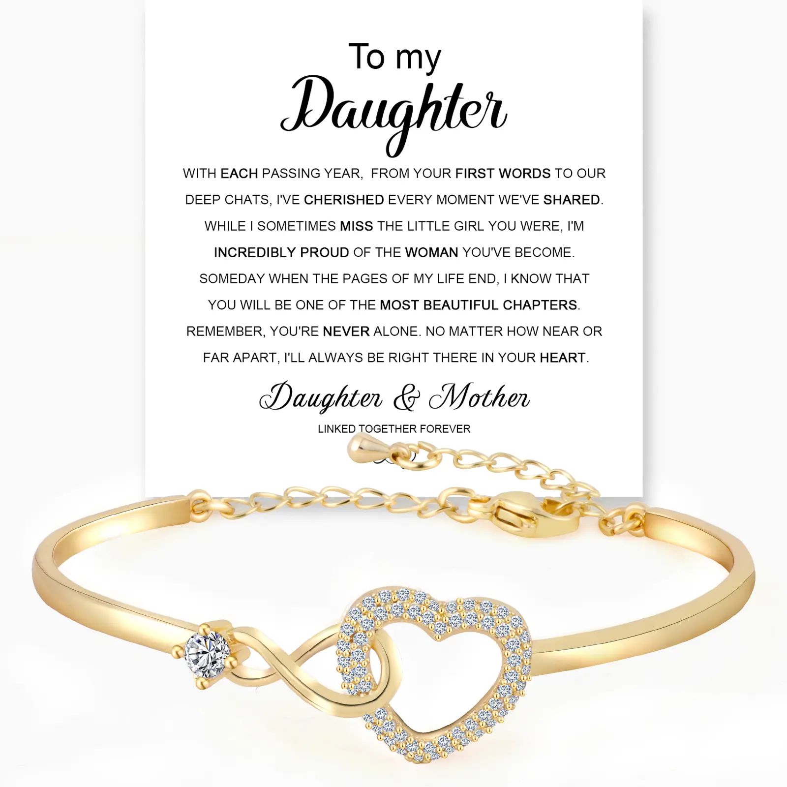 To My Daughter Forever Connected Bracelet Infinity Heart Design High, mothers day gift,womens gifts, accessories for women Handmade Jewelry