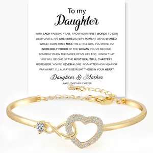To My Daughter Forever Connected Bracelet Infinity Heart Design High, mothers day gift,womens gifts, accessories for women