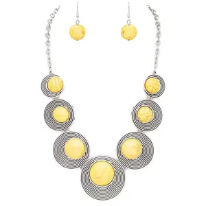 Round Stone Western Inspired Bib Necklace Set