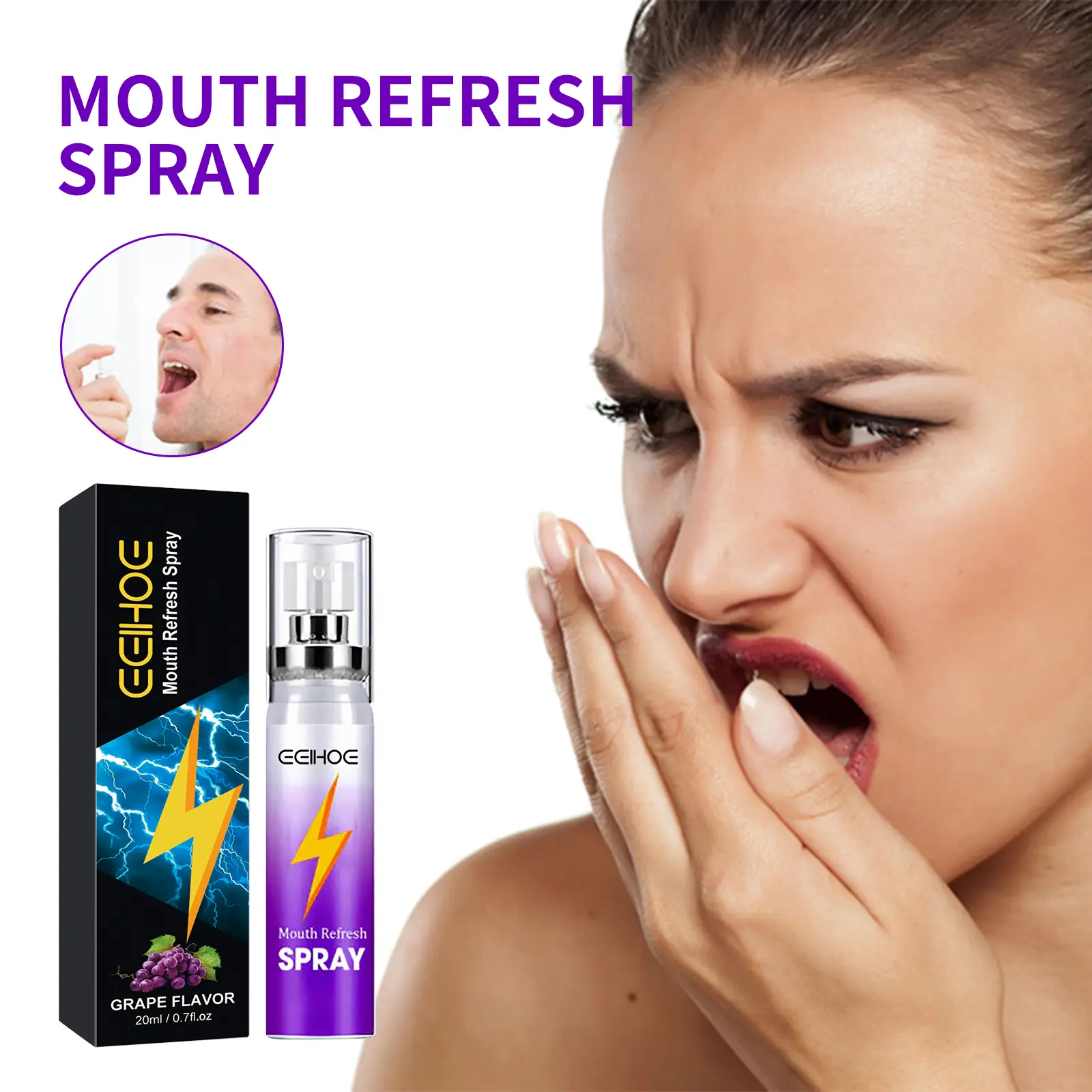 Portable Fresh Breath Spray – Cleans oral odor, freshens breath, leaves a pleasant scent, and is easy to carry anywhere，prevents bad breath