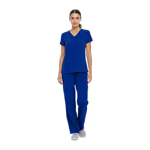 Natural Uniforms Women’s Scrub Set V-Neck Stretch Medical Uniform Cargo Pants Soft Breathable Nurse Workwear Set