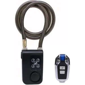 Bike Lock with Remote Control, Anti-Theft Vibration Alarm with 31 Inch Cable Length, IP55 Waterproof for Bicycle Motorcycle Door Fence Gate Scooter Baby Stroller (Black)