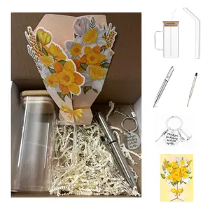 Box for Men - Birthday Gifts,  Basket with Luxury Pen, Glass Cup with Lid  Straw, Pop-up Greeting Card for Husb, Dad, , Boyfriend, Son, Male