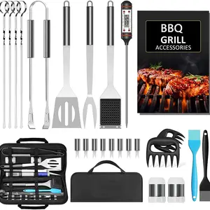 25-Piece BBQ Grill Accessories Set, Stainless Steel BBQ Tools Kit with Storage Bag, Perfect Gift for Outdoor Cooking, Ideal for Holidays