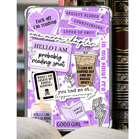 Clear Case Purple Smut Cardstock Insert for Kindle | Book Lover Gift | Bookish Stickers for Kindle | Booktok Kindle Sticker Insert  | Aesthetic Kindle Decor Accessories | Purple Coffee