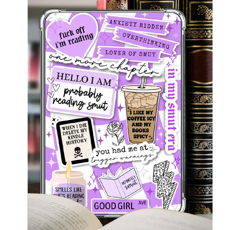 Clear Case Purple Smut Cardstock Insert for Kindle | Book Lover Gift | Bookish Stickers for Kindle | Booktok Kindle Sticker Insert | Aesthetic Kindle Decor Accessories | Purple Coffee