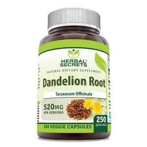 Herbal Secrets Dandelion Root 520 Mg Supplement | 250 Veggie Capsules | Non-GMO | Gluten-Free | Made in USA