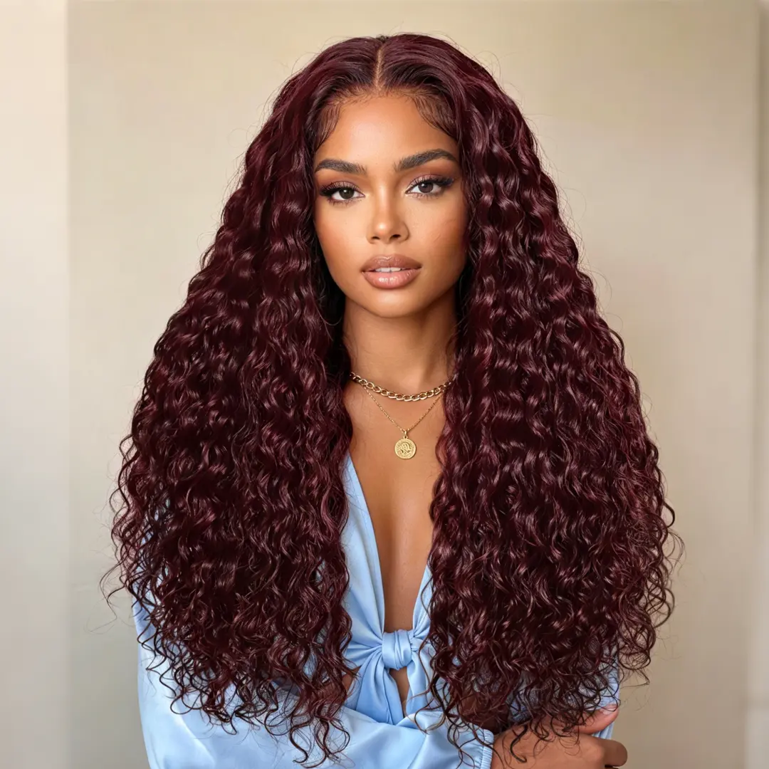 【NEW】Nadula 99J Burgundy 13x4 Lace Water Wavy Texture Lace Frontal Invisible Knots Put on and Go Wig Summervibes TikTokShopStockUp