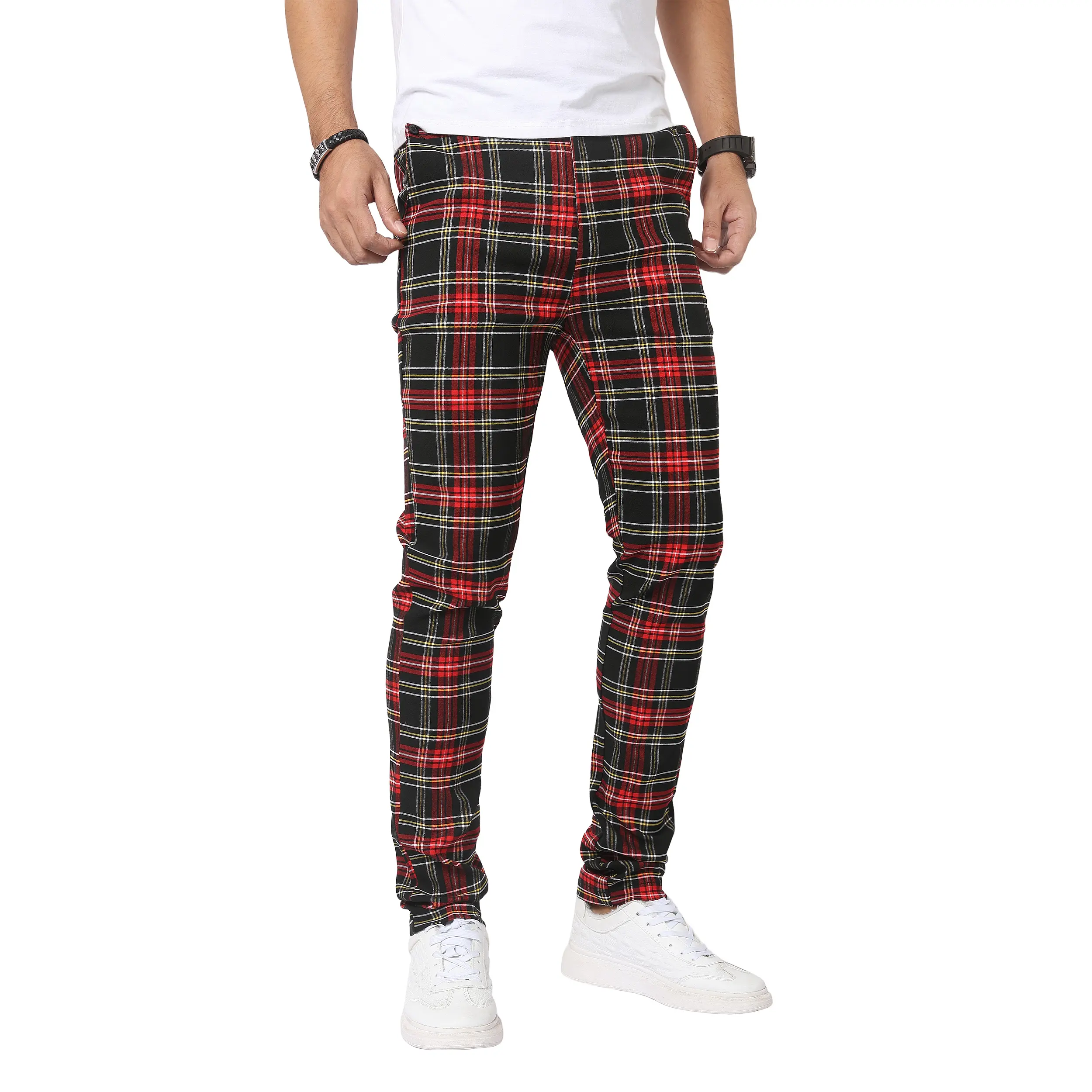 JUNBAOSS Men's Stretch Dress Pants Slim Fit Skinny Suit Pants，Expandable Waist Business Casual Plaid Fit Skinny Pants