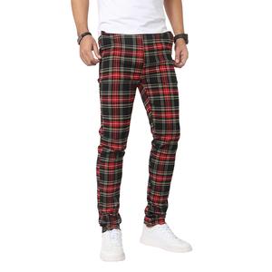 JUNBAOSS Men's Stretch Dress Pants Slim Fit Skinny Suit Pants，Expandable Waist Business Casual Plaid Fit Skinny Pants summerwins