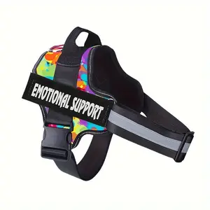 Dog Harness For Emotional Support Dogs No-Pull Reflective Adjustable No Choking Pet Vest Harness With Handle For Easy Walking And Training For Small, Medium And Large Dogs