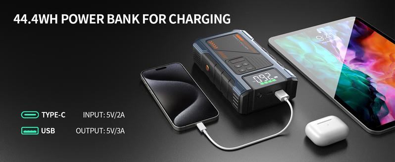 Car Battery Charger Jump Starter with Air Compressor, 3000A Jumper Box for Car Battery Portable Booster Jump Pack, 12V Jumpstart Combo 150PSI Car Tire Inflator Air Pump(Up to 8.0L Gas/6.5L Diesel) Vehicle