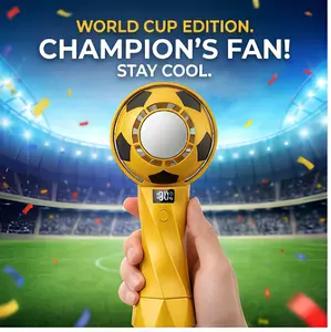 Creative football theme, football trophy shape, portable handheld fan, refreshing fan, high-tech semiconductor cooling chip, LED display, small portable fan, suitable for travel, work, outdoors, a perfect choice for football fan fathers and boyfriends