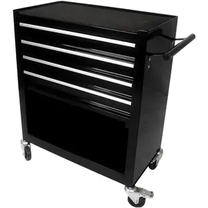 Heavy-Duty 26-Inch 5-Drawer Rolling Tool Chest - Metal Toolbox with Auto-Locking System - Lockable Wheels & Drawer Liners - Portable Storage Cabinet Organizer for Garage & Workshop