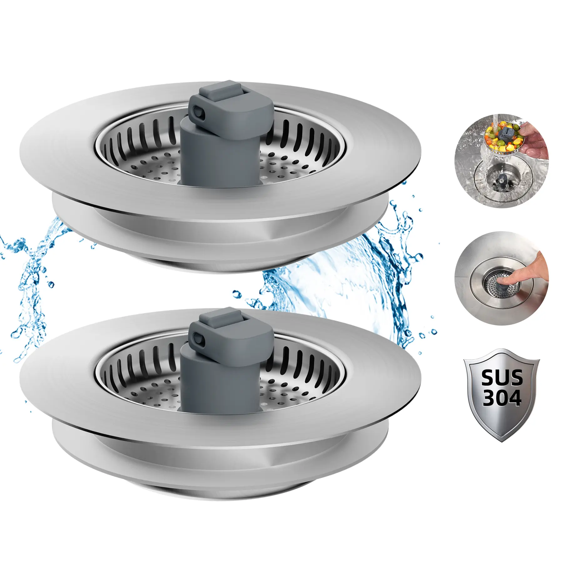 2PACK - SUS304 Drain Part with SUS304 Strainer