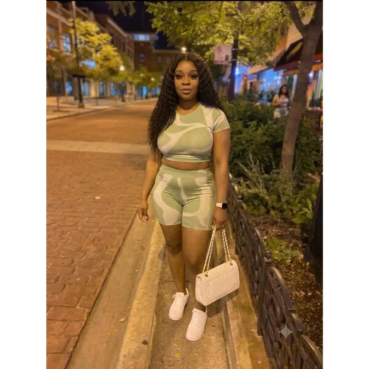 Green Camo Top & Shorts Set