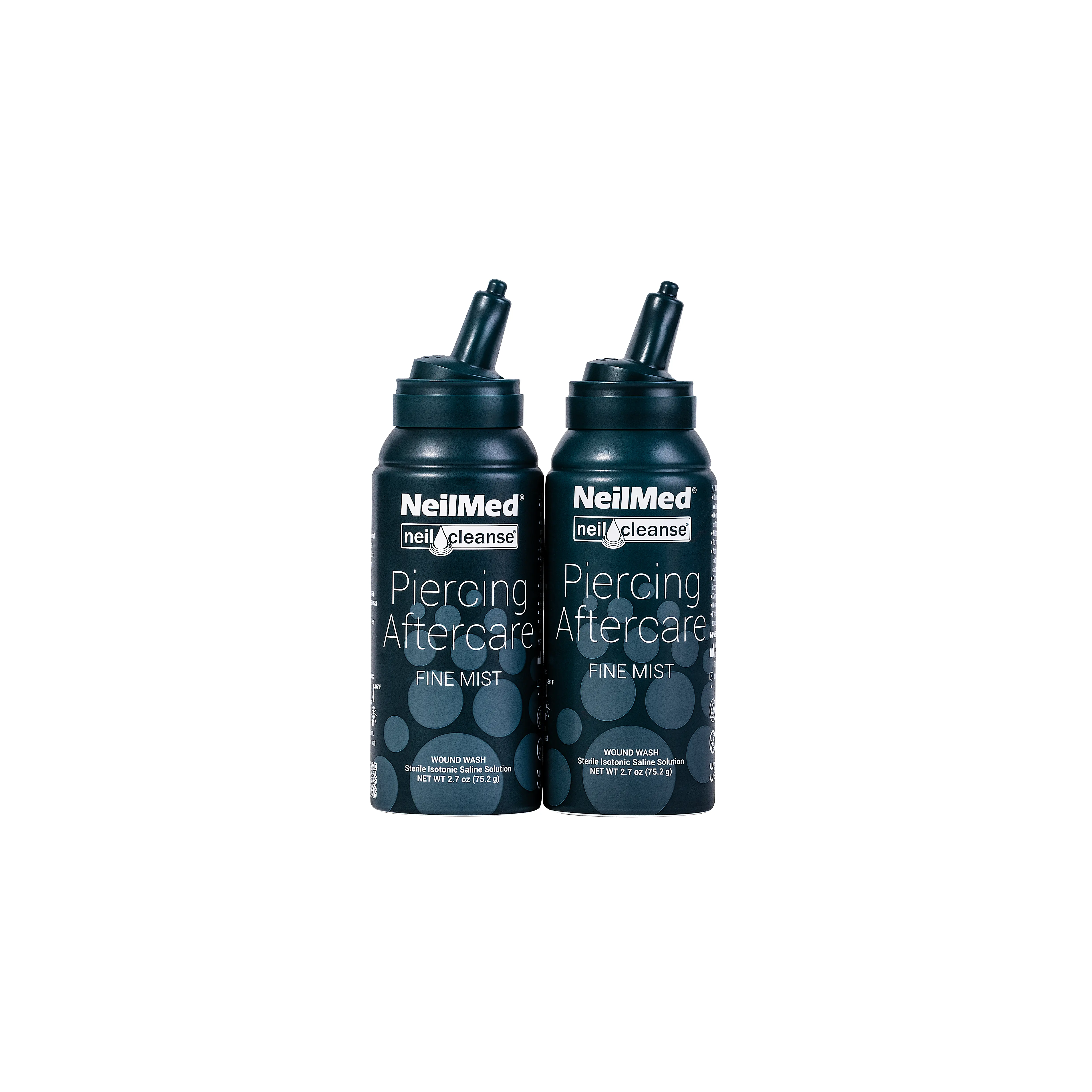 NeilMed Piercing Aftercare Sterile Saline Spray for Nose & Body Piercings, Gentle Healing Treatment, Duo Travel Bundle - 2 x 75mL Fine Mist Cans NeilMed Piercing Aftercare Sterile Saline Spray for Nose & Body Piercings, Gentle Healing Treatment, Duo Travel Bundle - 2 x 75mL Fine Mist Cans