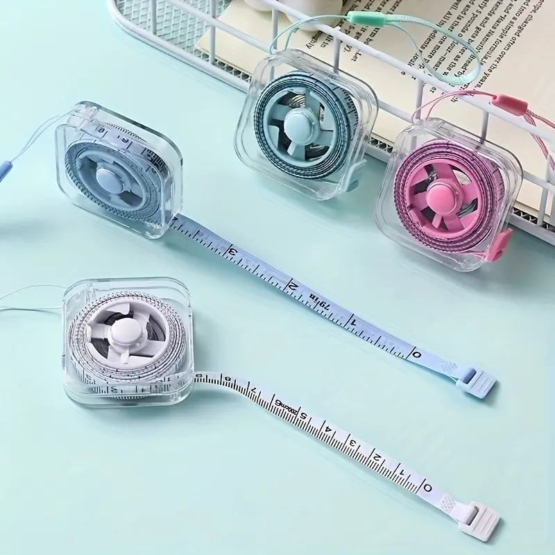 4pcs 2m/6ft Mini Soft Tape Measure, Portable Extendable Lock Mechanism, Clear Cm/inch Scale, Ideal for Tailors, Home Use, Waist, Chest, Height Measurement, Retractable Tape Measure, Measuring Tape for Sewing, Sewing Tools