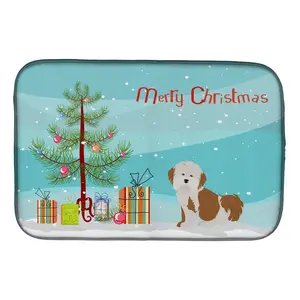 212 MAIN Decorative Havanese Christmas Tree Dish Drying Mat, 14x21 in, Kitchen Tableware Accessory, Placemat & Coaster Alternative