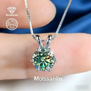 S925 Silver 1 Carat Colored Moissanite Rabbit Shaped Pendant Necklace for Women, Shiny Versatile Ladies Jewelry, Suitable for Daily, Gatherings and Banquets, Perfect Gift for New Year, Thanksgiving, Valentine's Day and Christmas