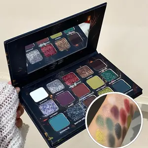 Herorange 15 Color Shimmering Eyeshadow Palette Waterproof and Sweatproof, Compact and Portable for DIY Unique Eye Makeup, Glitter Duochrome Eyeshadow