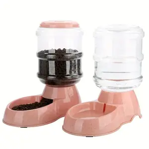Automatic Pet Feeder & Waterer Set 3.8L Pink for Small & Medium Pets Eco-Friendly BPA-Free Gravity Feed System Ready to Ship
