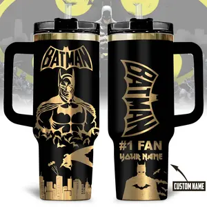 STORMMECH- The Dark Knight 40oz Insulated mug, insulated tumbler,  cartoon design, thermal mug, double wall vacuum stainless steel, straw lid with handle leak proof, keeps hot 12 hours cold 24 hours, valentine birthday gift