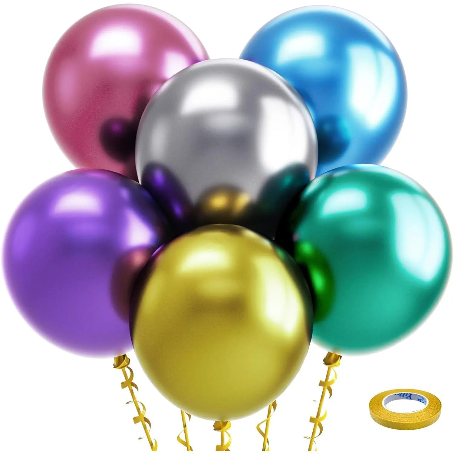 Bezente Metallic Chrome Balloons 18 Inch - 30 Pack Assorted Latex Balloons Big Round Colorful Party Balloons for New Years Birthday Bridal Shower Wedding Decorations 2026