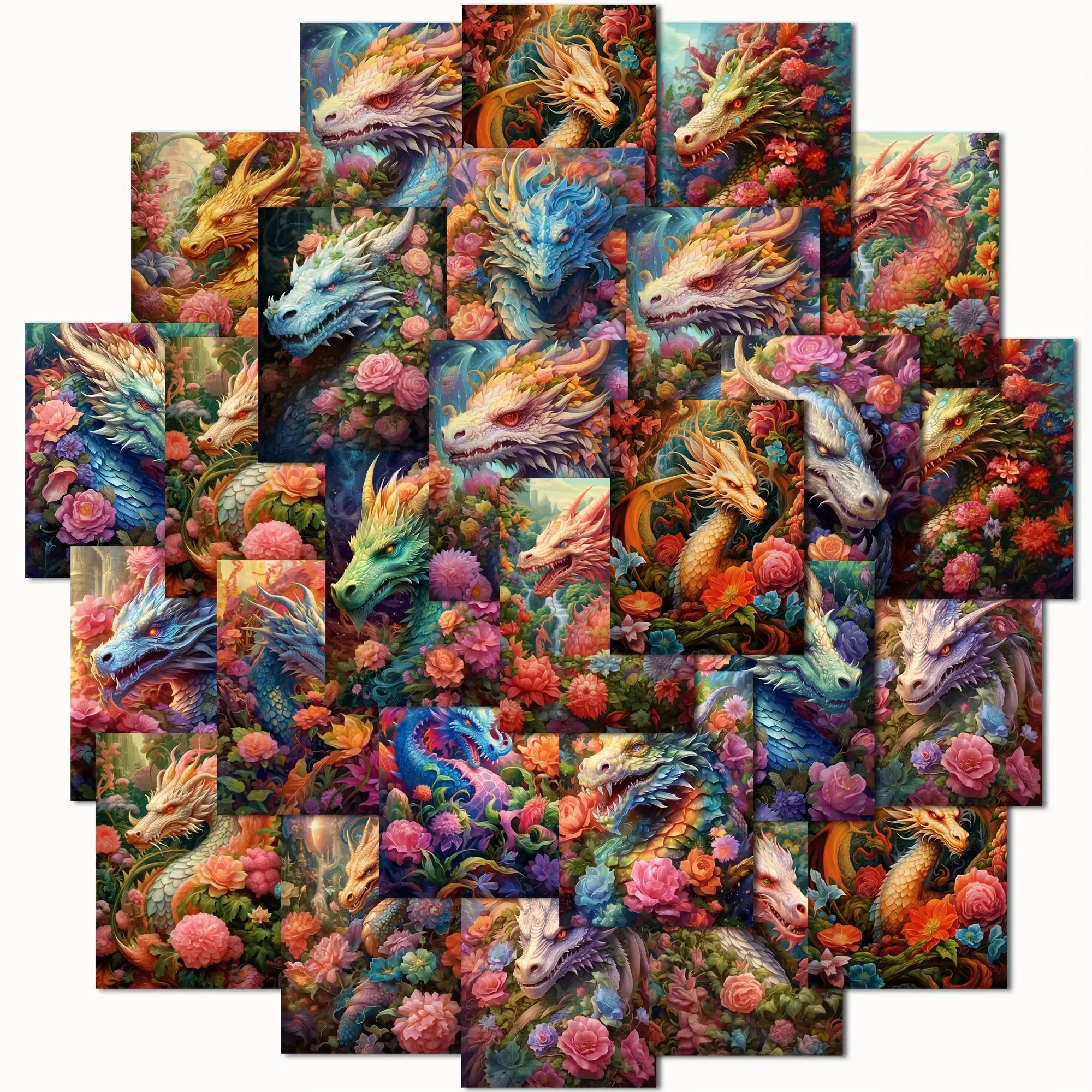 Dragon Pattern Self-adhesive Sticker, 72pcs/set Colorful Dragon Themed Decorative Sticker, Art Stickers, Aesthetic Stickers, DIY Decals for Scrapbooking, Journaling, Gift Wrapping, Sticker Packs
