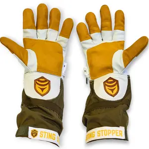 Sting Stopper Heavy Duty Goat Skin Beekeeping Gloves - Olive Green