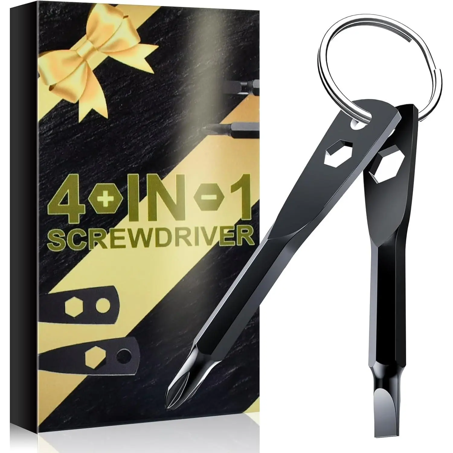 Stocking Stuffers for Men Adults - Christmas Gifts 4-in-1   Set for Teens Dad, Multi-functional Cool Gadgets Tools with Phillips and Slotted on Anniversary Birthday White Elephant