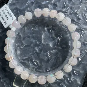 【Pink Rainbow moonstone】Pink Rainbow moonstone Bracelet, Madagascar Handmade Unisex Crystal Bracelets for Meditation, Yoga, Spiritual Healing & Positive Energy