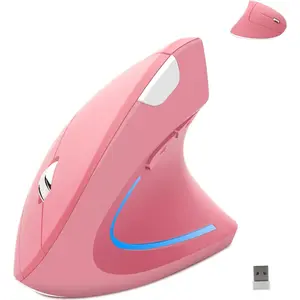 Wireless Mouse Ergonomic Vertical Ergo High Presion Optical Lightweight Cordless LED Light Large Cute Wireless Mouse for Laptop Computer Mac Office Girl Boy Adults Gift , 800/1200/1600 DPI, 6 Buttons